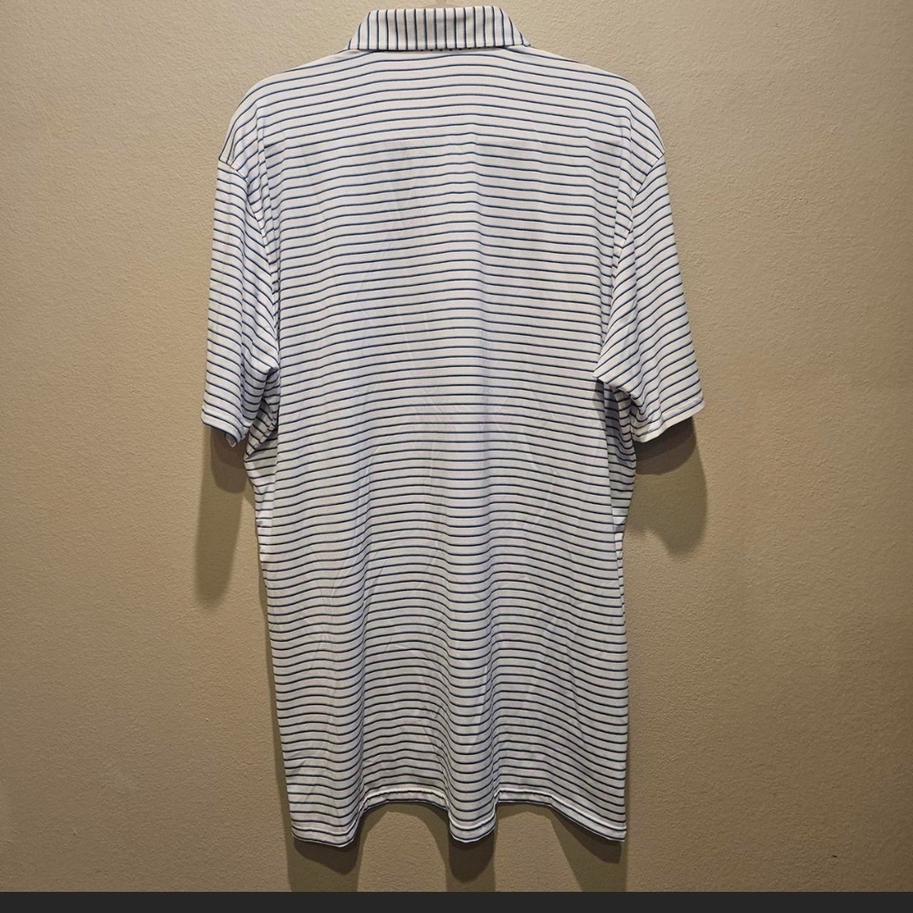 Houlderness & Bourne Men's White&Blue Striped Performance Polo Golf Shirt XL NWT - Picture 7 of 8